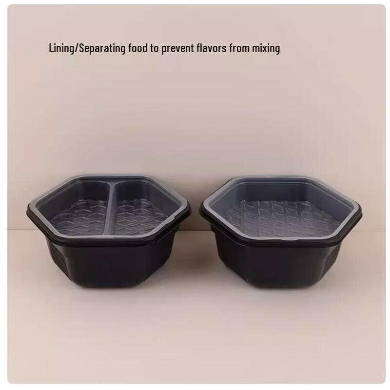 ShengBilay Disposable Double-Layer Hexagonal Lunch Box