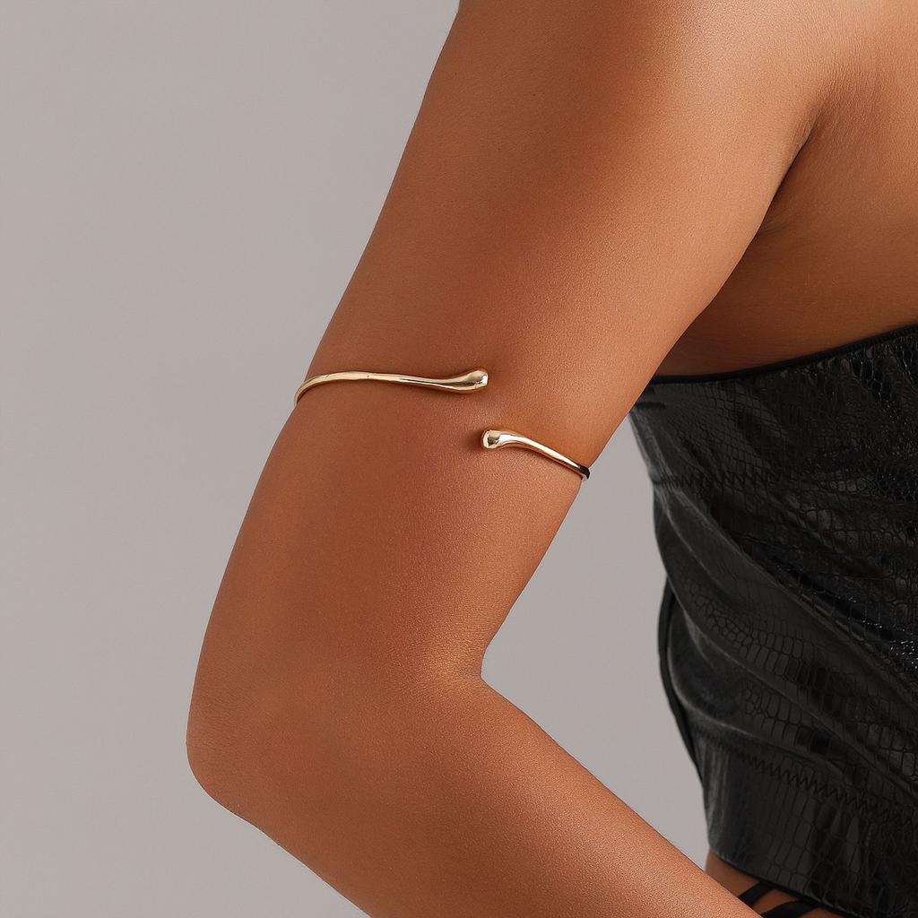 Simple Water Drop Open Upper Arm Bracelet Fashion Smooth Metal Arm Bracelet Women's Aesthetic Vintage Irregular Jewelry