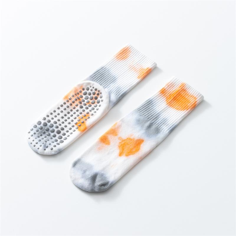 New Printed and Dyed Yoga Calf Socks Cotton Anti Slip and Contrasting Color Floor Socks