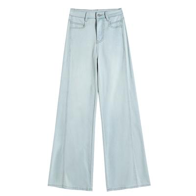 Wide-leg Flared Jeans for Women In Summer Single Button Tile Drooping High-Waist Relaxed Fit Drooping Slimming Floor Pants