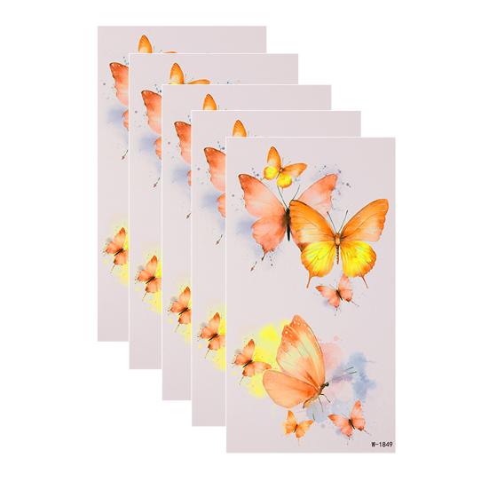 huaqianguhh 5 Sheets Butterfly Tattoo Stickers, Waterproof Temporary Flower Tattoos, Colorful Face Body Tattoos for Parties Night Club Music Festival