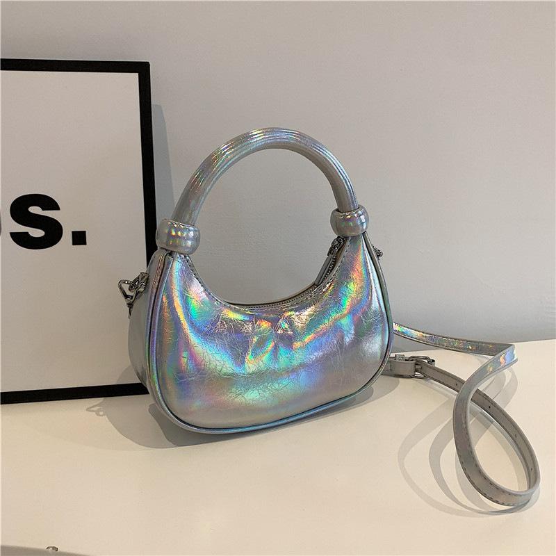 

2025 однотонная женская маленькая сумка для ношения в руке, нишевая сумка-полумесяц высокого класса, модная сумка-мессенджер для мобильного телефона большой вместимости One Size