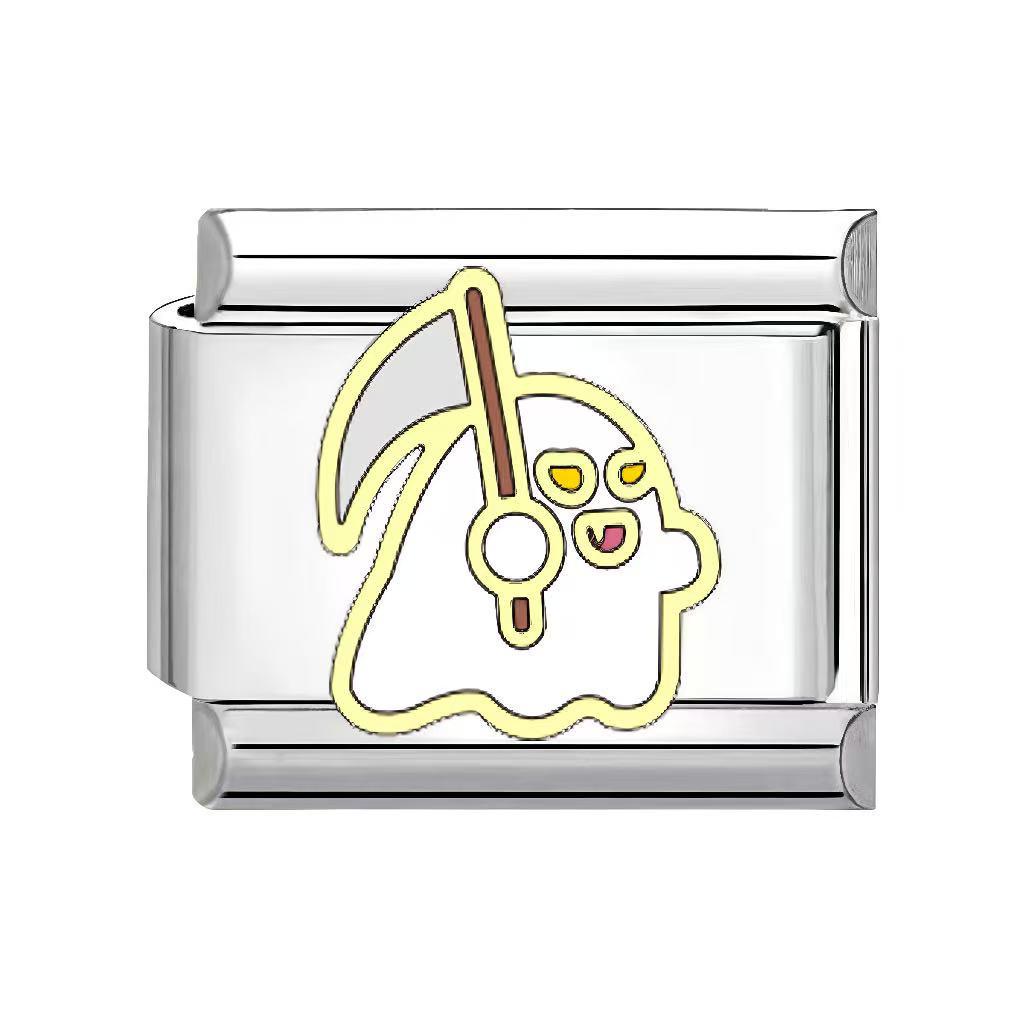 Unisex Gothic Modular Halloween Bracelet - Italian Spliced Titanium Steel Design