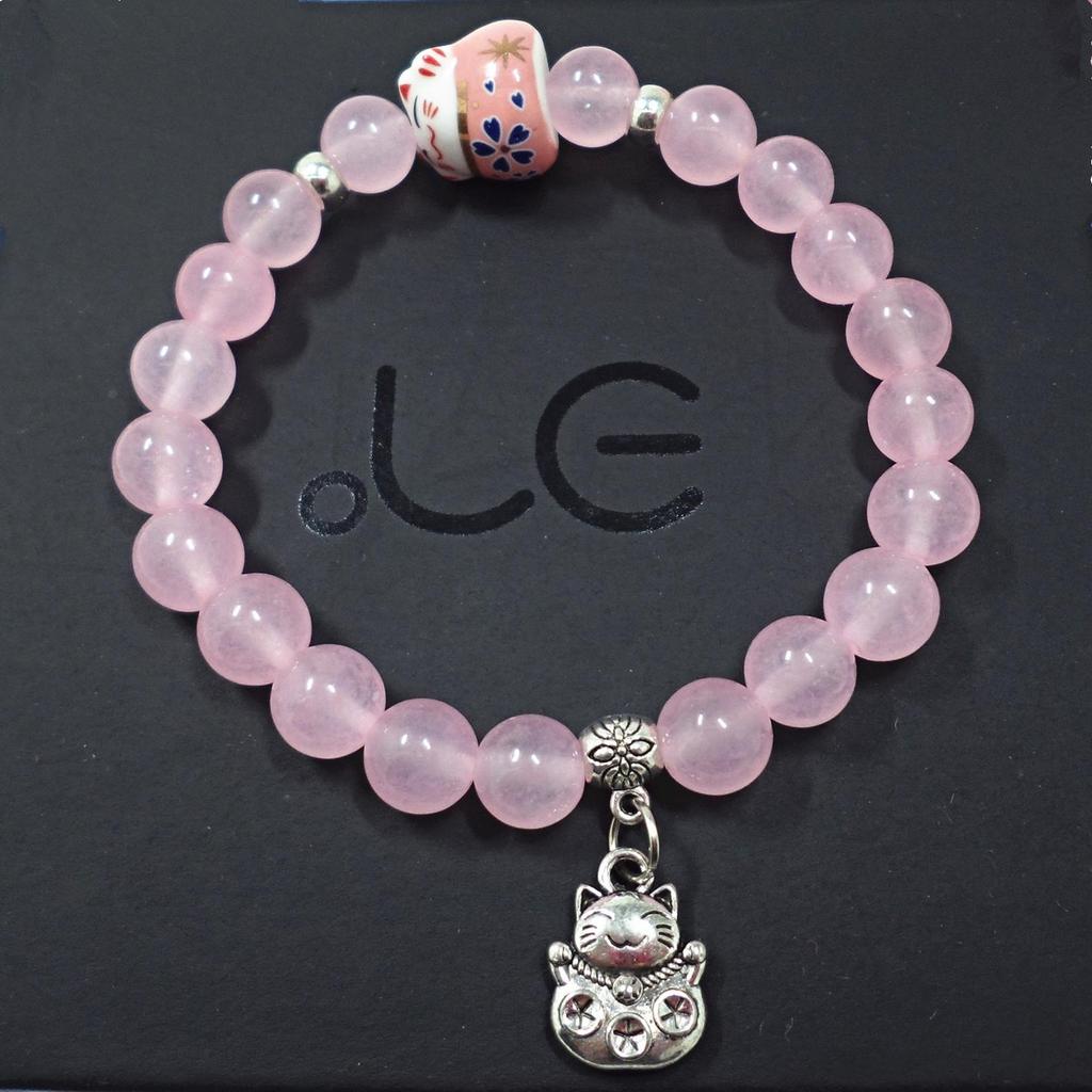 Amethyst Chalcedony Bracelet with Vajra Bell Pendant - Handmade Beaded Jewelry for Women