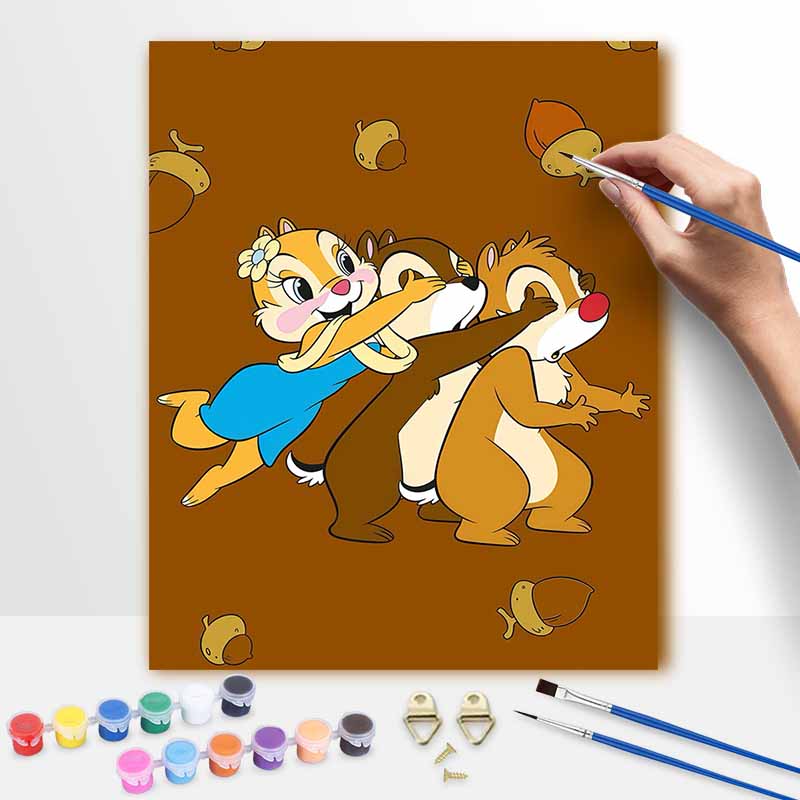 Disney Chip n Dale Oil Paint By Numbers Hand Painting Kit. Home Decor Gift 20x30cm