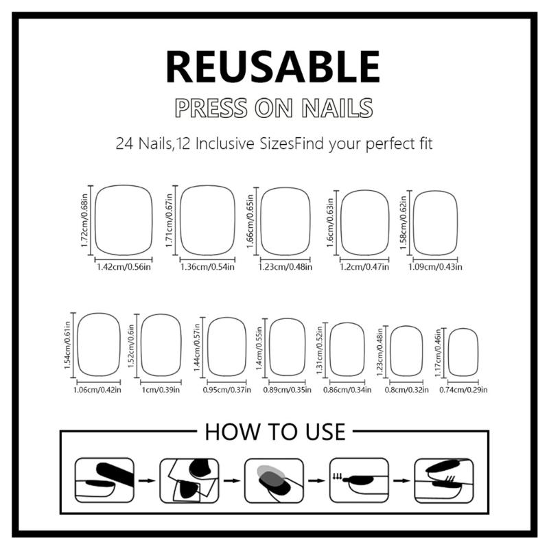 24 Pcs Christmas Press On Nail Wreath Stick On Nail Glittering Stripes Acrylic Nail Short Full Cover False Nail