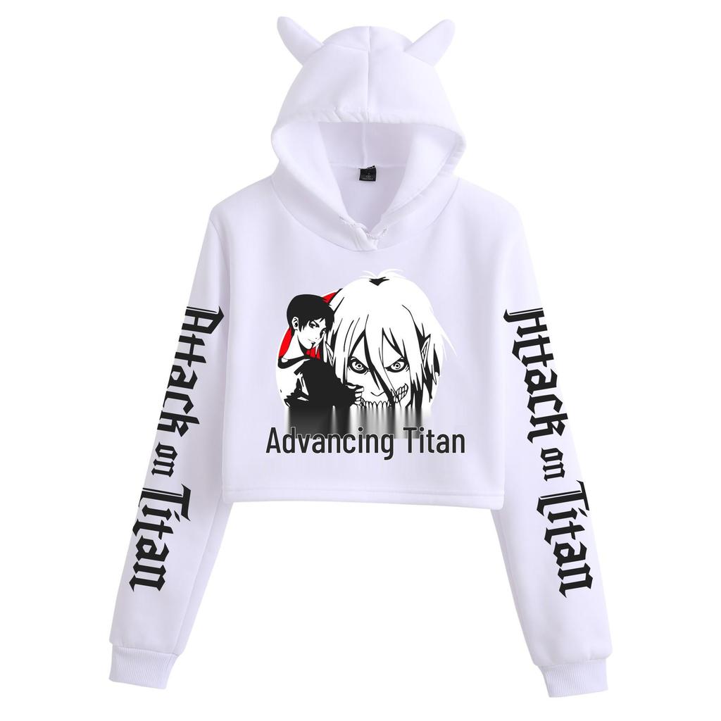 Attack on Titan Women's Cat Ear Crop Hoodie