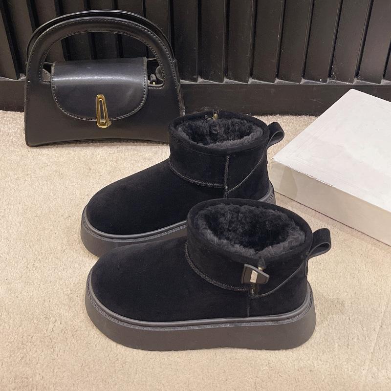 Grube śniegowce damskie zimowe 2025 nowe krótkie wzmocnione ciepłe chlebowe półbuty bawełniane na północny wschód