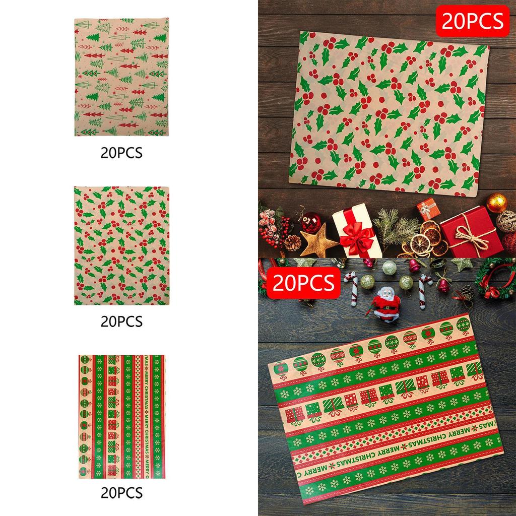 20 Pack Christmas Gift Wrap Paper for Boxes And Bouquets