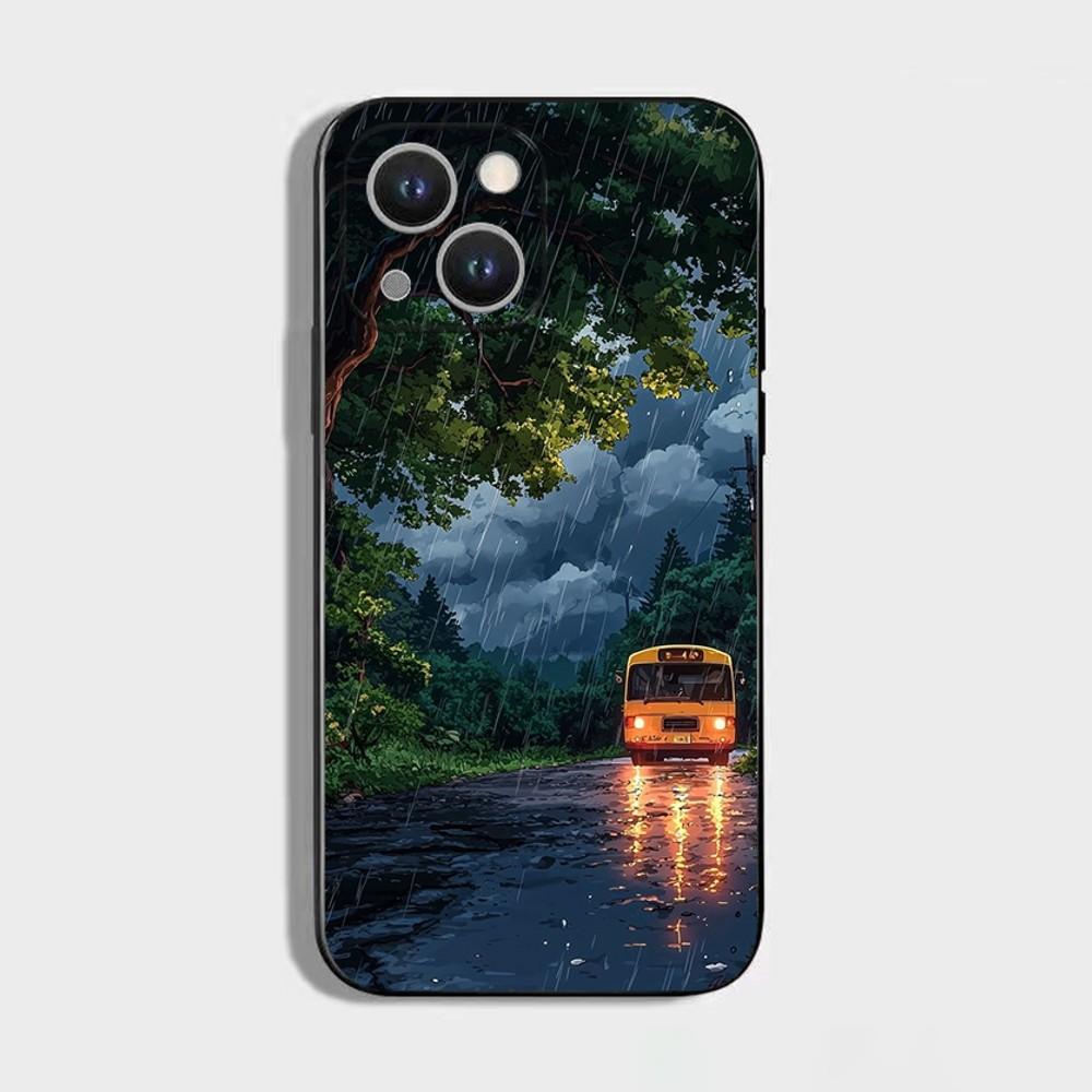 

landscape rain travel nature Phone Case For iPhone16,15,14,13,12,11 Plus,Pro Max,XS,X,XR,SE,Mini,8,7,Soft Silicone Black Cover iPhone13mini