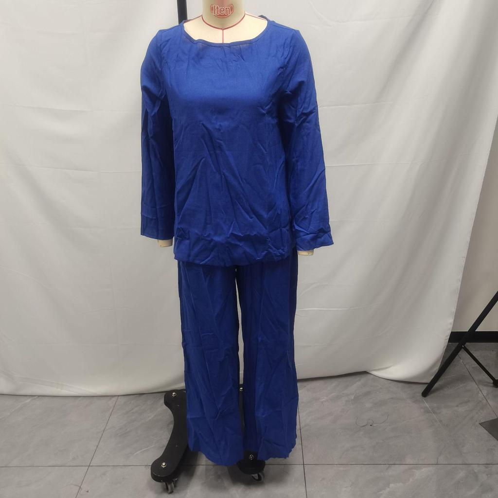 European & American 2025 Fall Women's Cotton Linen Solid Color Loose Casual Two-Piece Pant Suit