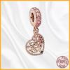 Authentic Copper Metal Heart Tree Sparkling Dangle Charm Bead Components Designed For Authentic Original Bracelet High Quality Fine Jewelry Bead