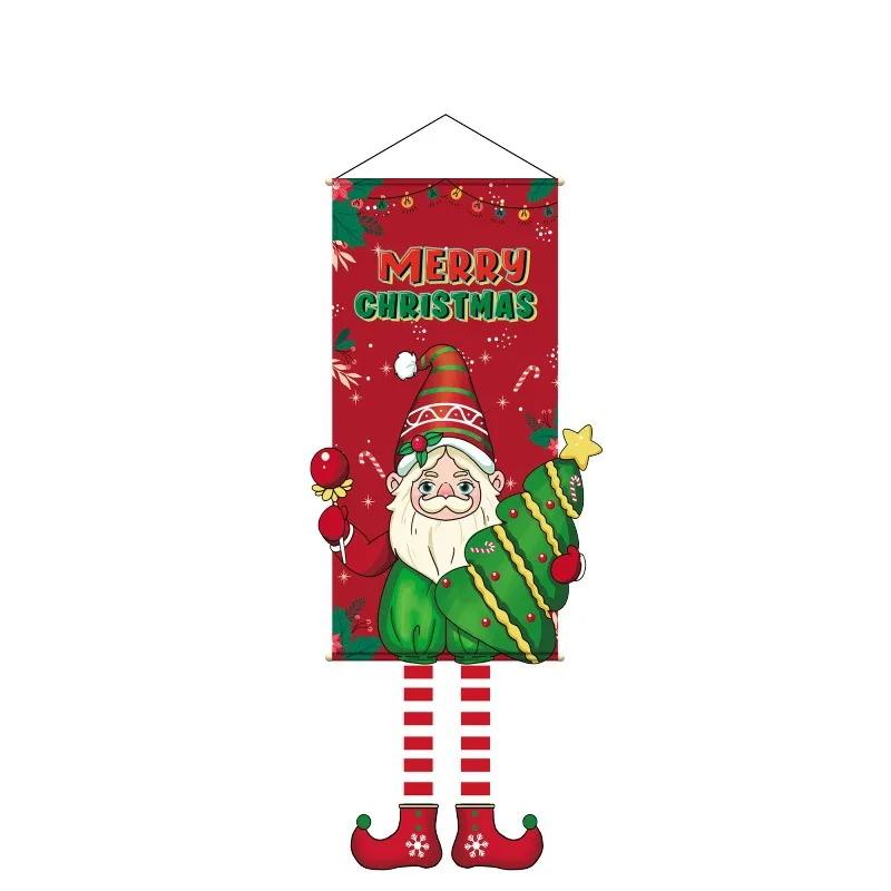 Merry Christmas Hnaging Couplet Retro Santa Claus Cartoon Snowman Elk Xmas Pendants Merry Christmas Decor Happy New Year 2026