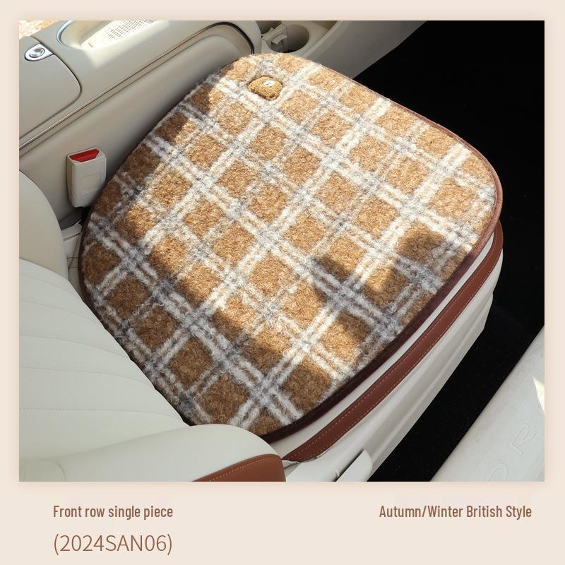 

Зимняя плюшевая подушка на сиденье автомобиля в британском стиле - Милый мультяшный дизайн, Теплый и высококлассный аксессуар для интерьера.