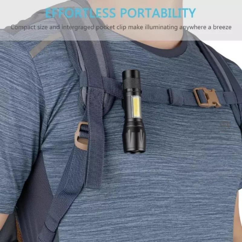 Built In Battery Zoom Focus Mini Led Flashlight Torch Lamp Lantern 2000Lumen Adjustable Outdoor LED small flashlight with side light