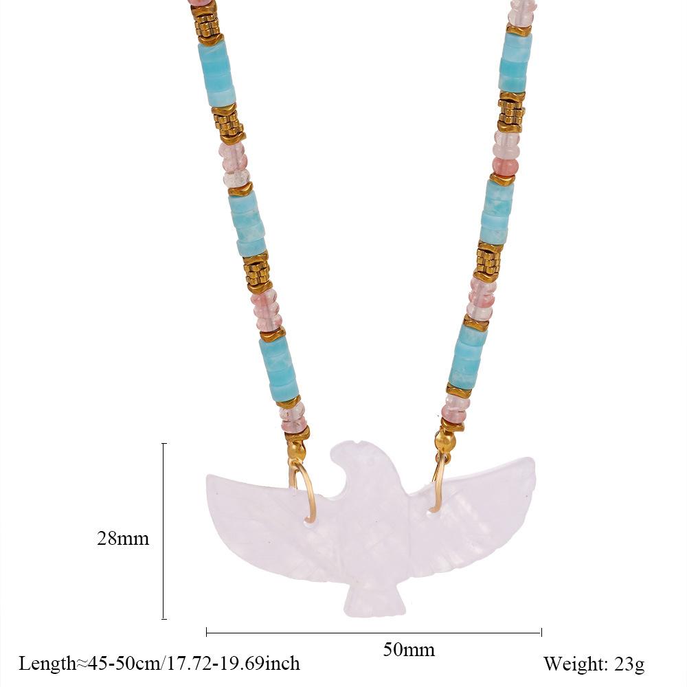 2025 New Natural tiger Eye Stone Powder Crystal Fashion Stainless Steel Eagle Pendant Necklace Jewelry for Women Fashionable&18inches