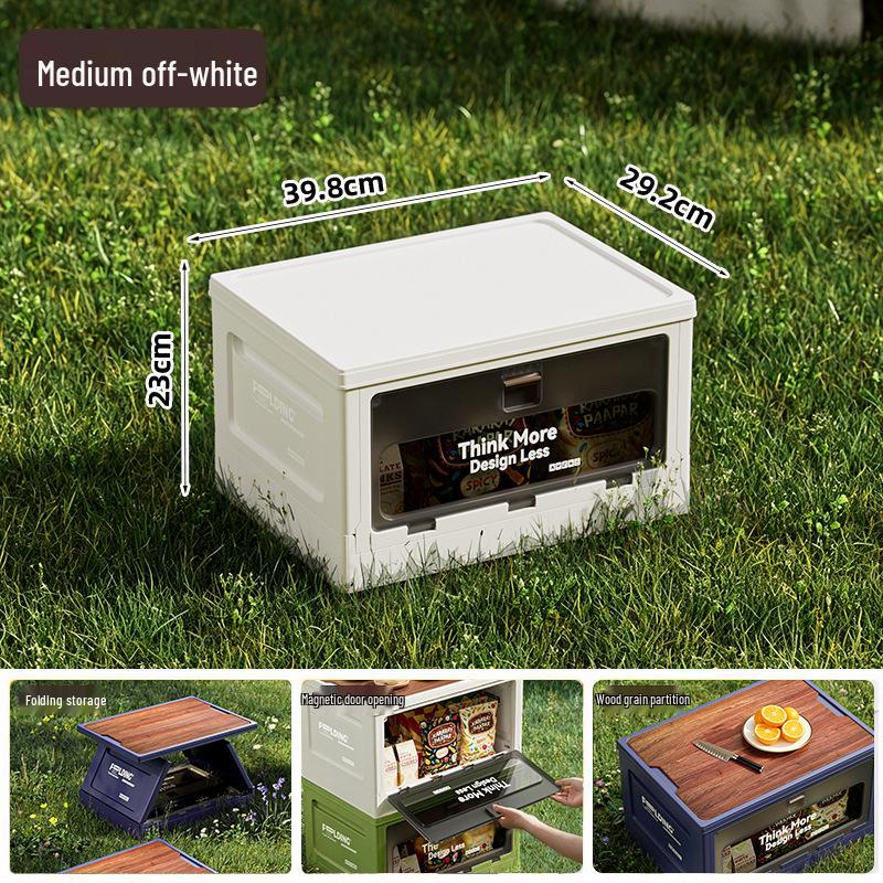 Extra Large Outdoor Storage Box: Side-Opening, Wood Lid, Foldable Camping & Car Trunk Organizer