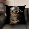 Handsome Fashion Pretty Cat Cushion Cover Natural Linen Organic Fabric Double-Sided Printing Sofa Home Decor Gift Pillow Case