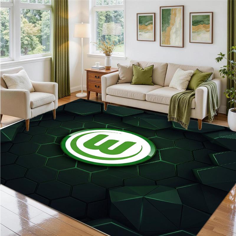 VfL Wolfsburg FC Design Kristall-Samt-Teppich Weiche Dekorationsmatte für Schlafzimmer Eingang