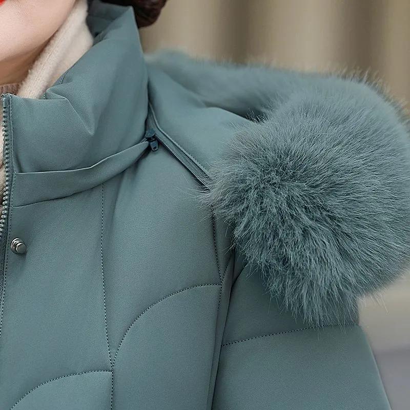 Dámská zimní silná vatovaná bunda, Módní vatovaná bunda pro ženy středního a staršího věku, Vatovaná bunda v západním stylu