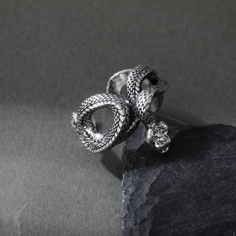 Adjustable Open Snake Ring In Vintage Punk Style Plated Animal Jewelry Men Women