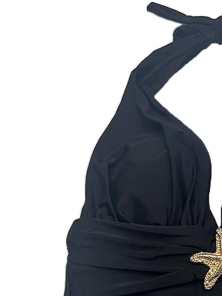 Sexy Badeanzug in Übergröße mit tiefem V-Ausschnitt, Netzstoff, und langem Rock-Set