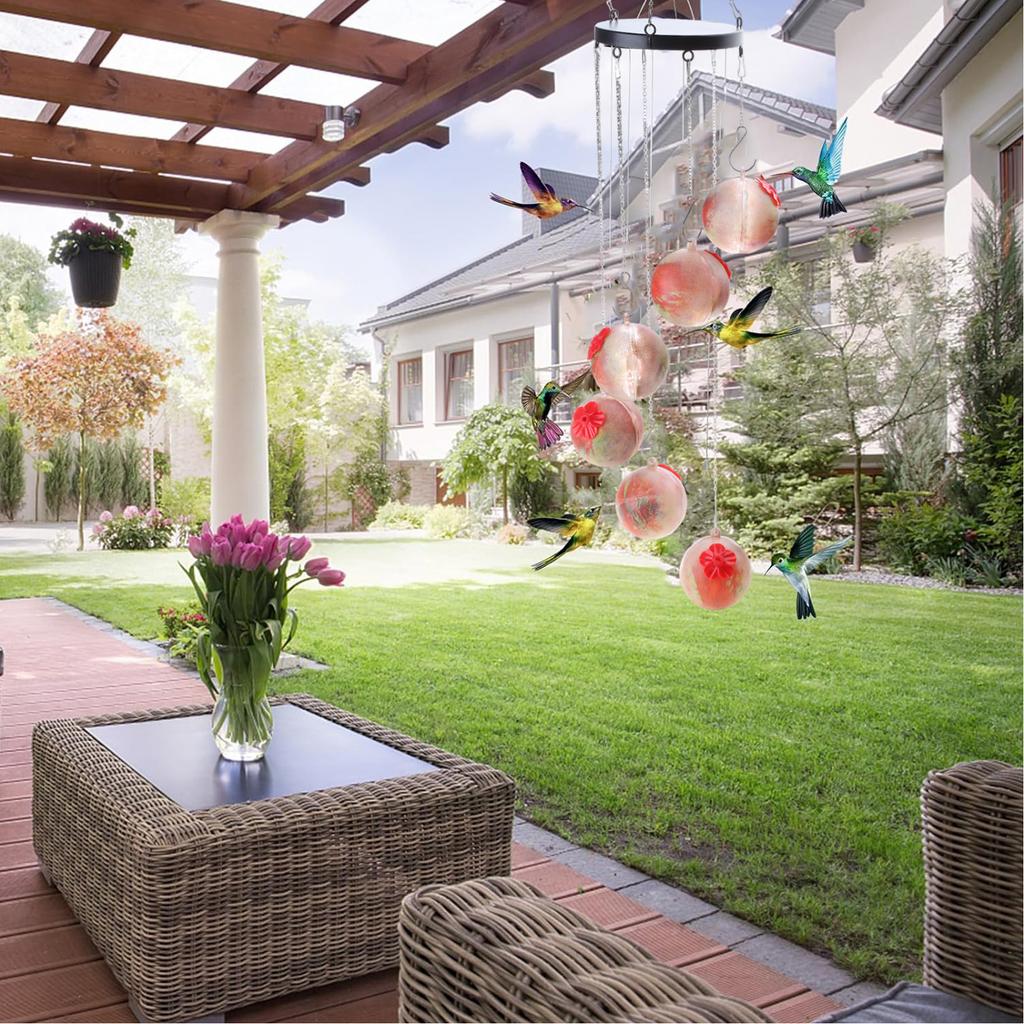 Outdoor Hanging Bird Feeder Red Hummingbird Feeders with 6 Feeding Ports Easy Cleaning Garden Garden Yard Red Color