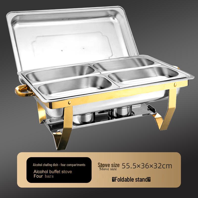 Stainless Steel Folding Buffet Warmer with Insulated Chafing Dish for Hotels and Commercial Use