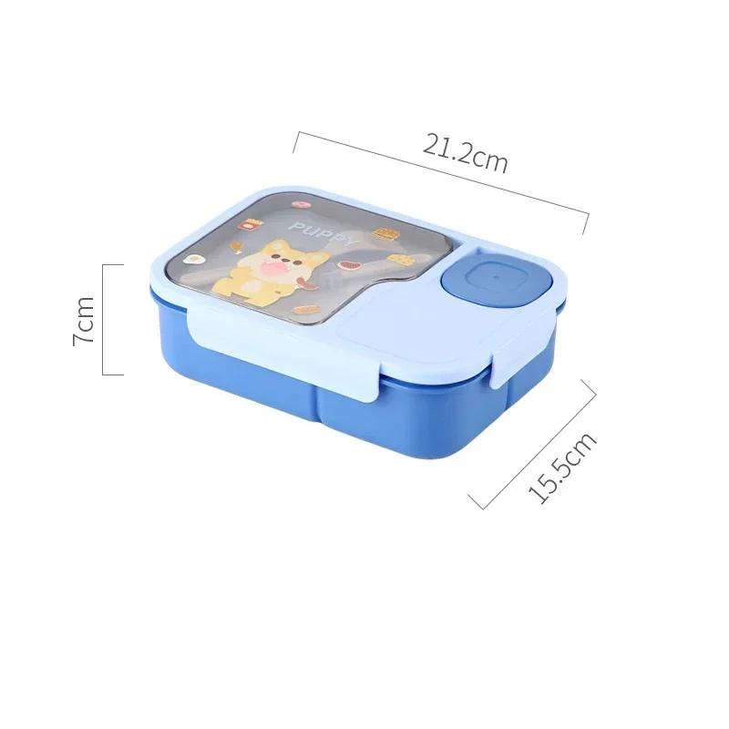 Bento Lunch Box For Kids Girls Cartoon Students Kawaii Cute Heated 3 Grid Sandwich Snack Food Box Special Canteen Food Storage