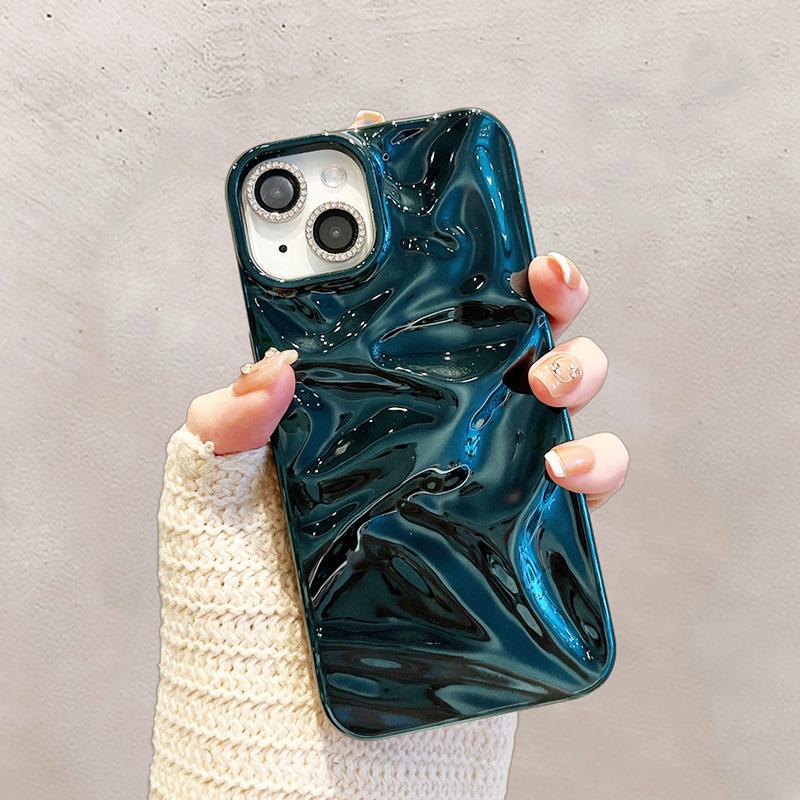 Coque de téléphone Fashion Plating Green Fold Wrinkle pour iPhone 17 Air 16 15 13 11 12 14 Pro Max Housse souple en silicone