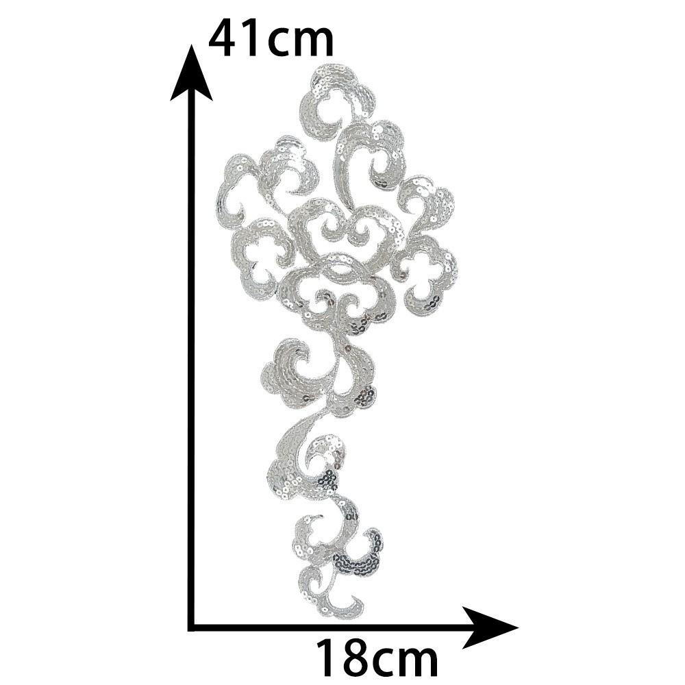 

Embroidery Cloth Patches Sequins Iron on Patch Decorative Flowers Handmade Sewing Adhesive Backing Cloud Embroidery Cloth серебряный