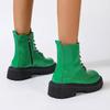 Fall And Winter Thick Bottom Riding Boots Waterproof Platform Lacing Fashion Women'S Boots Green Black Large Size 42