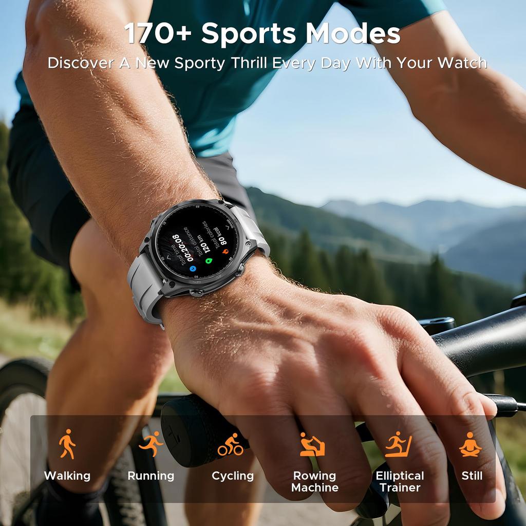 DOOGEE Anywise W1 Pro, 1.43'' Fitness Smartwatches for Android Phone/iPhone,170+ Sports Modes, Answer/Make Calls/12 Days Battery/2 Strap