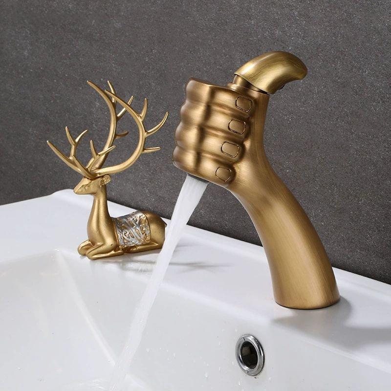 New Style Bathroom Basin Faucet Hot and Cold Water Thumb Faucet, Washbasin Mixers Taps, Universal Basin Faucet Black Chrome Gray