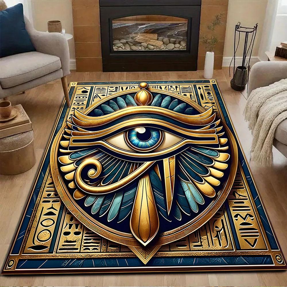 Egyptian Eye of Horus Design Patterned carpet, non slip mat suitable for living room and bedroom sofas
