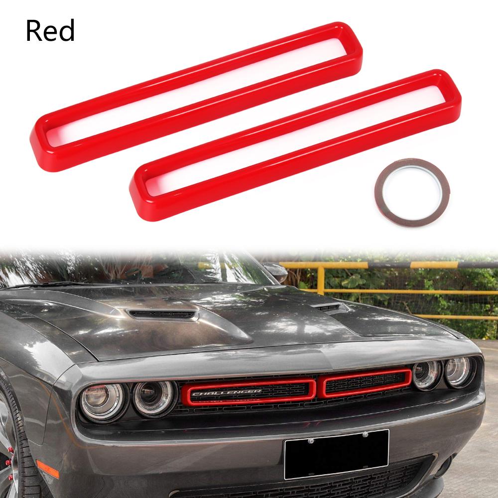 2 Stück Frontgrill Gitter Abdeckung Zierleiste für Dodge Challenger 2015- Schwarz Rot Blau Gelb