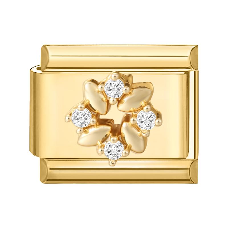 Gold Color Zircon Butterfly Moon Star Heart Italian Charm Link Fit 9mm Stainless Steel Bracelet Women Men DIY Making Gifts