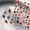 TENSOR TS4002 Three-Dimensional Transparent Nail Stickers - Red Apple & Black Cat Design, Thin & Tough, Self-Adhesive