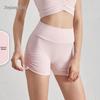 Bare-Feel High-Waisted Yoga Shorts: Butt-Lifting, Peach Drawstring, Three-Quarter Fitness Pants for Women.