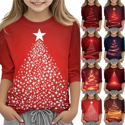 Barne 3/4-ermet trykket O-hals topp hverdagslig t-skjorte