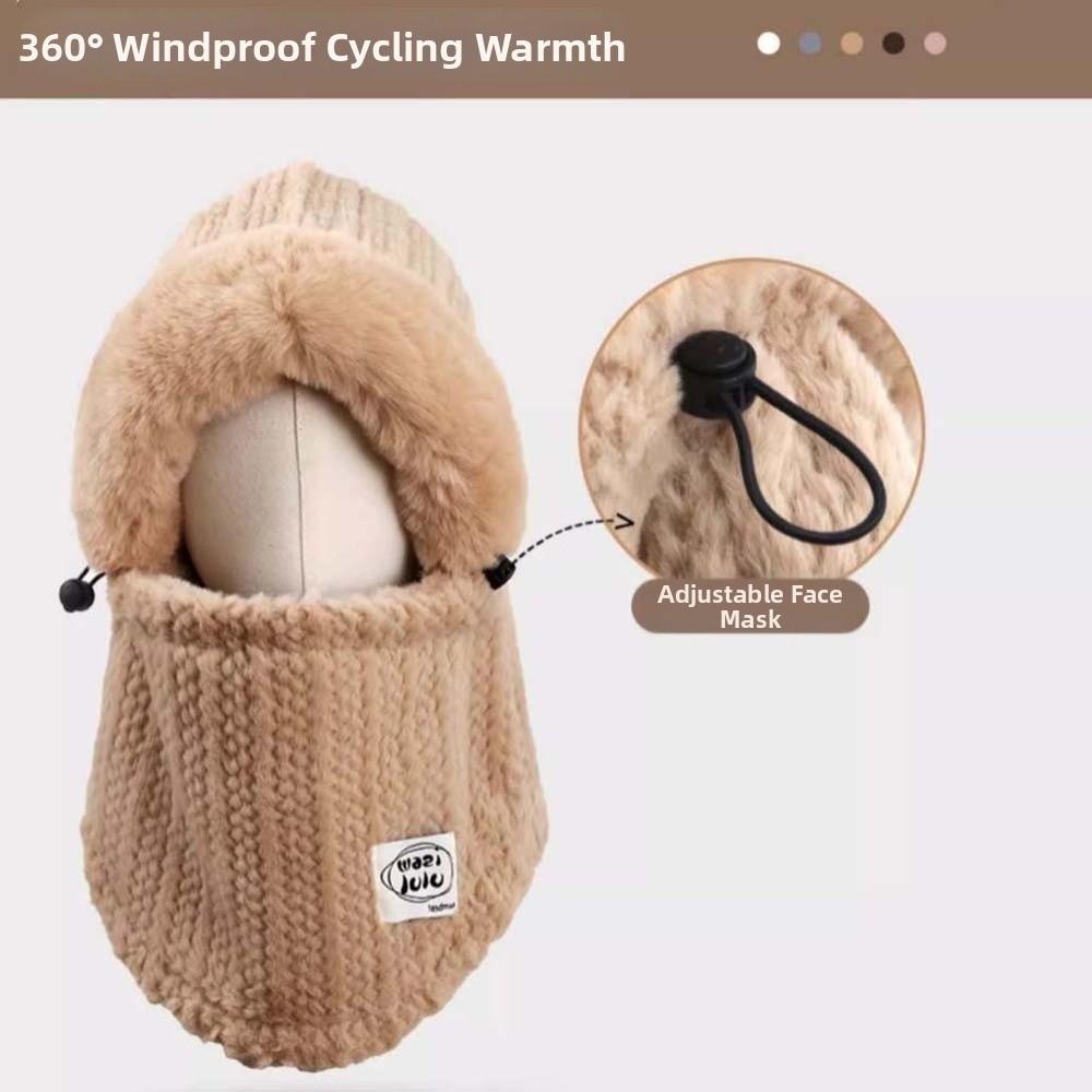 Plush Winter Integrated Scarf Cap Soft Cold Proof Scarf Versatile Pullover Mask Cap  Anti-cold