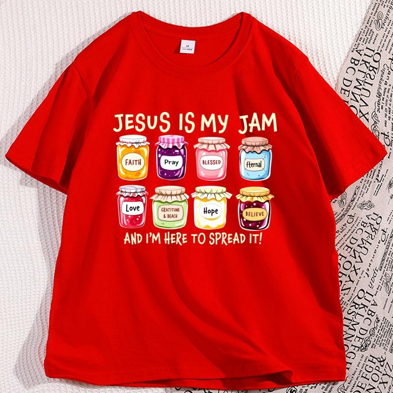 Jesus Is My Jam Christian T Shirt Men Women Faith Pray Blessed Tshirt Grace Hope Jesus Tees Casual Cotton Short Sleeve Clothes S
