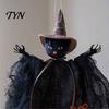 Halloween Witch Doll Decorations Ornaments, Spooky Cat Pumpkin Lightweight Figurine for Parties Hanging Decoration Tree, Home Party Kitchen
