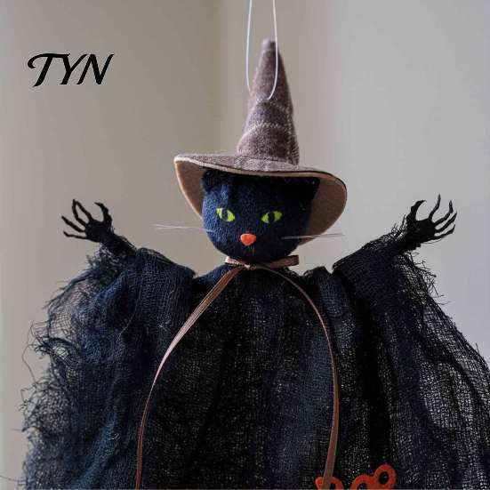 Halloween Witch Doll Decorations Ornaments, Spooky Cat Pumpkin Lightweight Figurine for Parties Hanging Decoration Tree, Home Party Kitchen