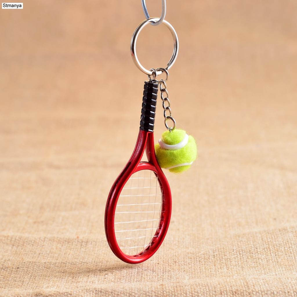 Cute Sport Mini Tennis Racket Pendant Keychain Keyring Key Chain Ring Finder Holer Accessories Gifts for Teenager KTJ