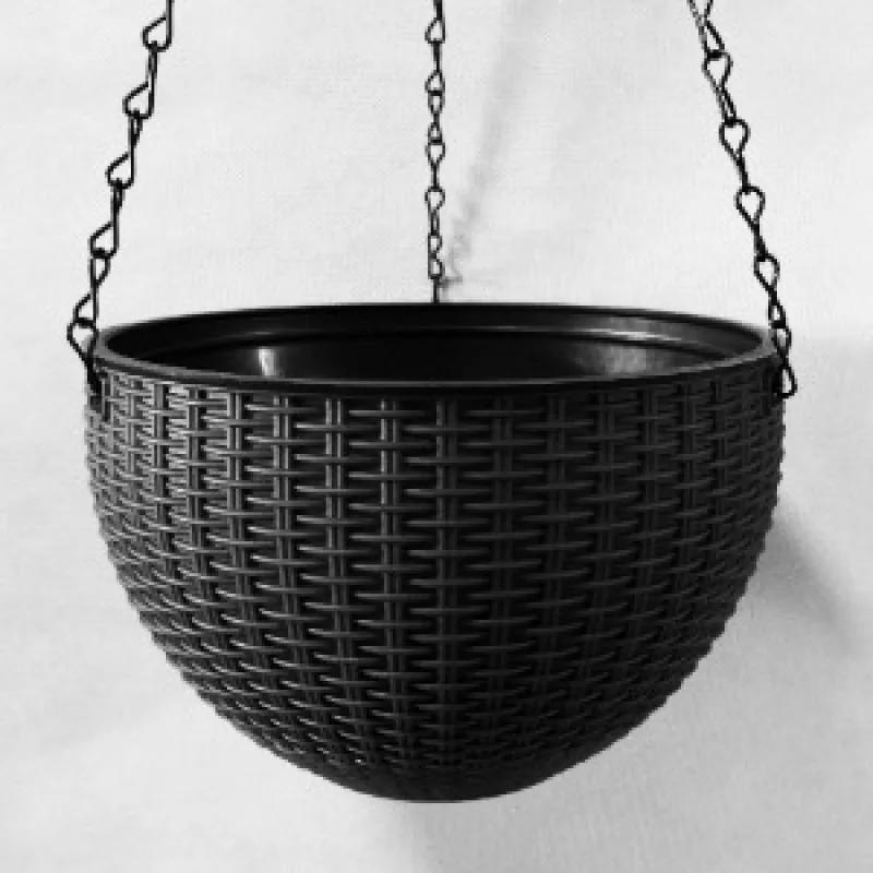 

Hanging Imitation Wicker Flower Pot, Resin Material, Creative Design, Hanging Basket for Indoor and Outdoor Home Decor