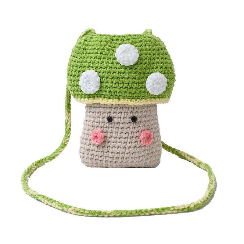 Knit Mushroom Handbag For Women With Soft Wool Material And Stylish Woven Design