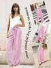 European Plaid Women's Wide-Leg Elastic High-Waist Pajama Pants with Drawstring