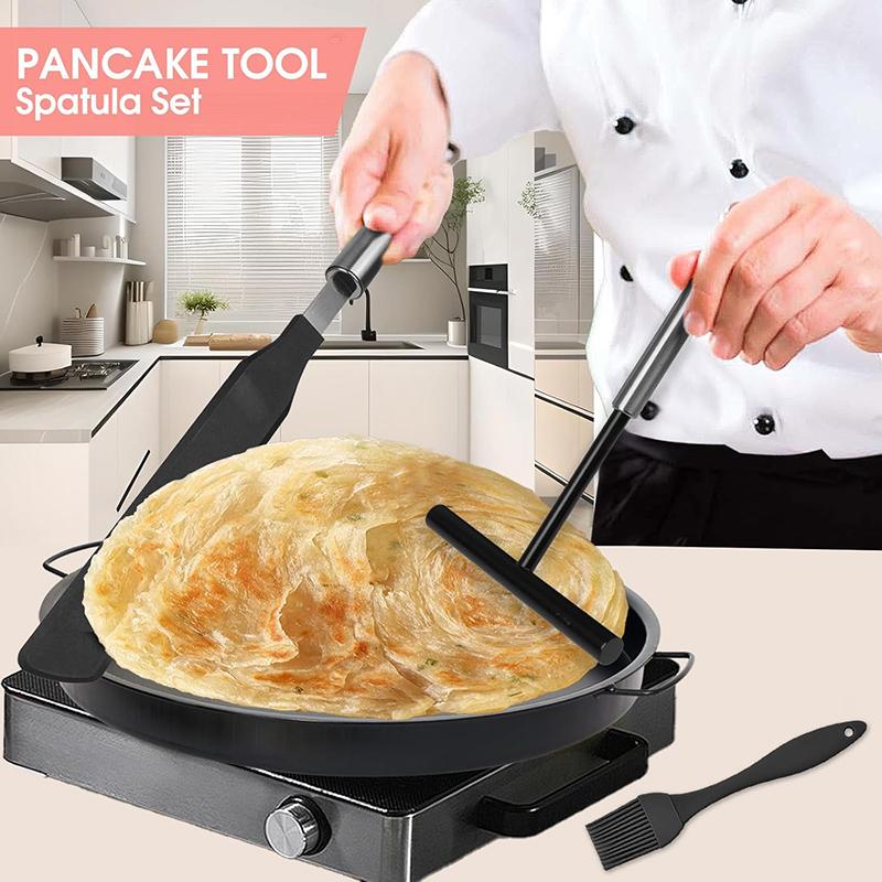Ensemble Spatule et Étaleur à Crêpes en Acier Inoxydable Étaleurs à Pâte en Forme de T Outil à Crêpes Antiadhésif Distributeur à Crêpes Outil à Crêpes