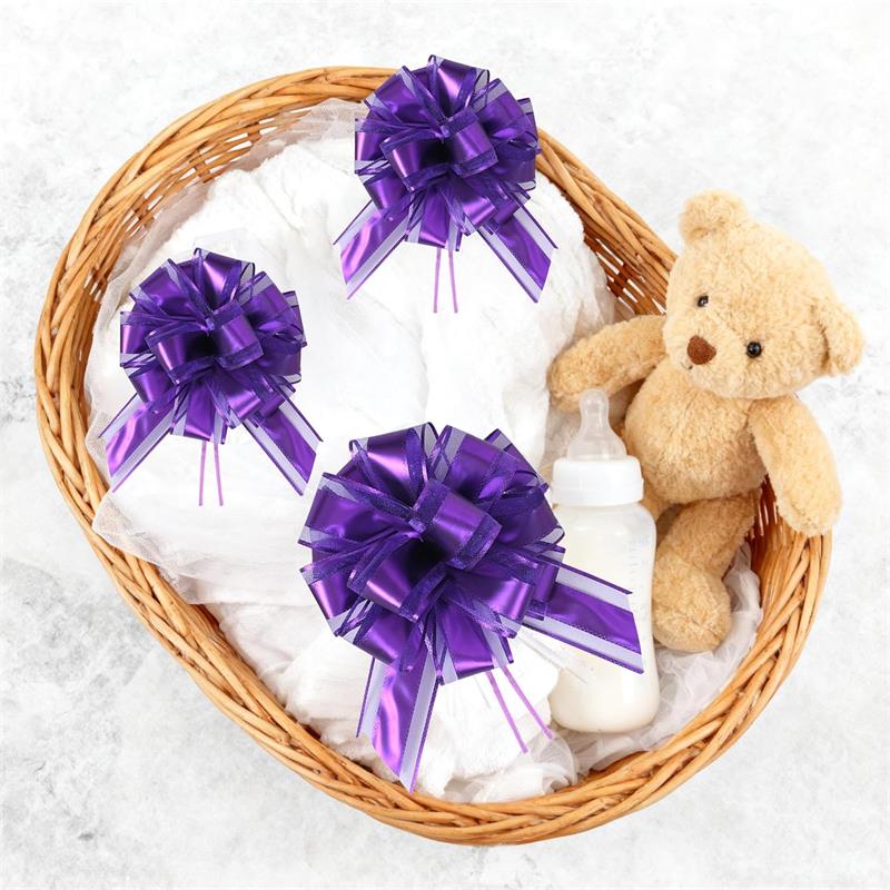 10-Pack Metallic Pull Bows for Gift Wrapping - 6 Inch Reusable Ribbon Bows, Large Instant Floral Decor Bows for Wedding, Christmas